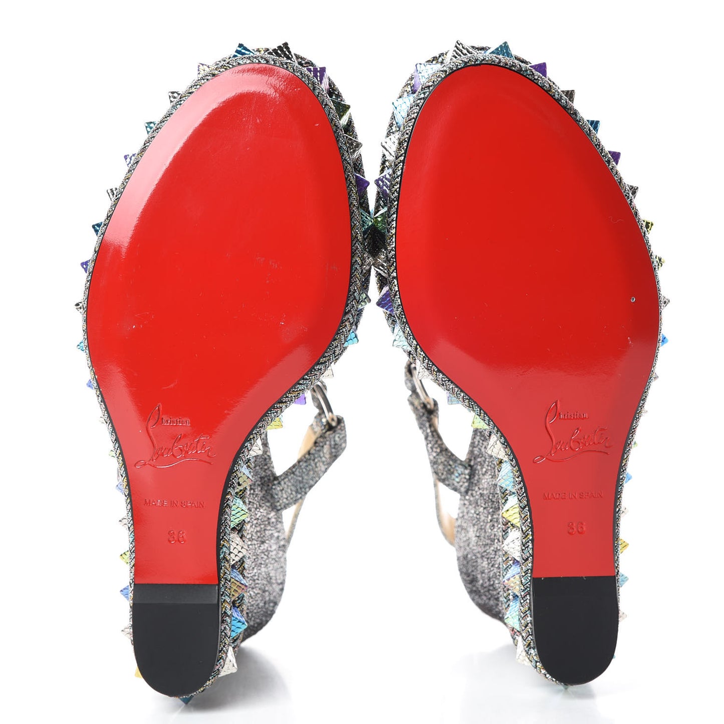 Nappa Mica Pyraclou 110 Wedge Sandals 36 Silver