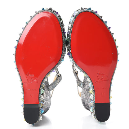 Christian Louboutin Nappa Mica Pyraclou 110 Wedge Sandals 36 Silver 5 of 9