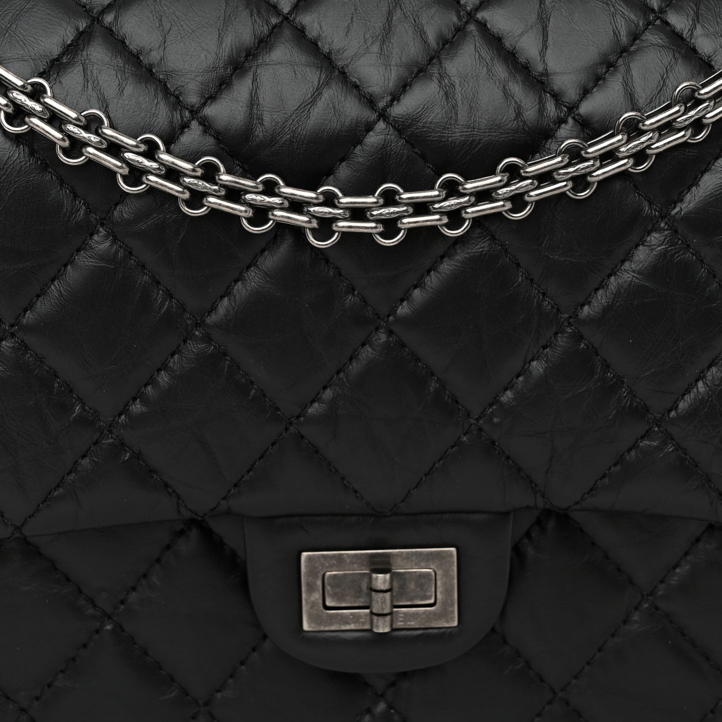 Aged Calfskin Quilted 2.55 Reissue 226 Flap Black
