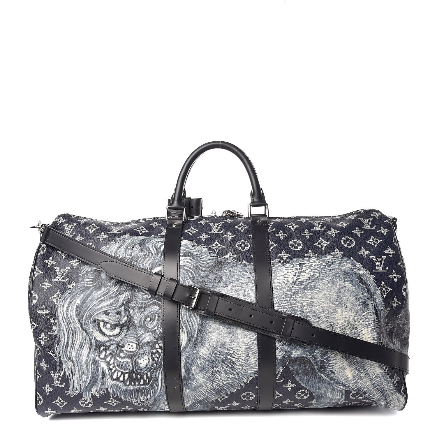 Louis Vuitton Savane Monogram Lion Chapman Keepall Bandouliere 55 Encre 1 of 12