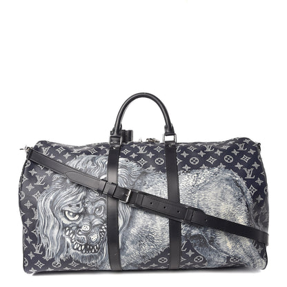 Louis Vuitton Savane Monogram Lion Chapman Keepall Bandouliere 55 Encre 1 of 12