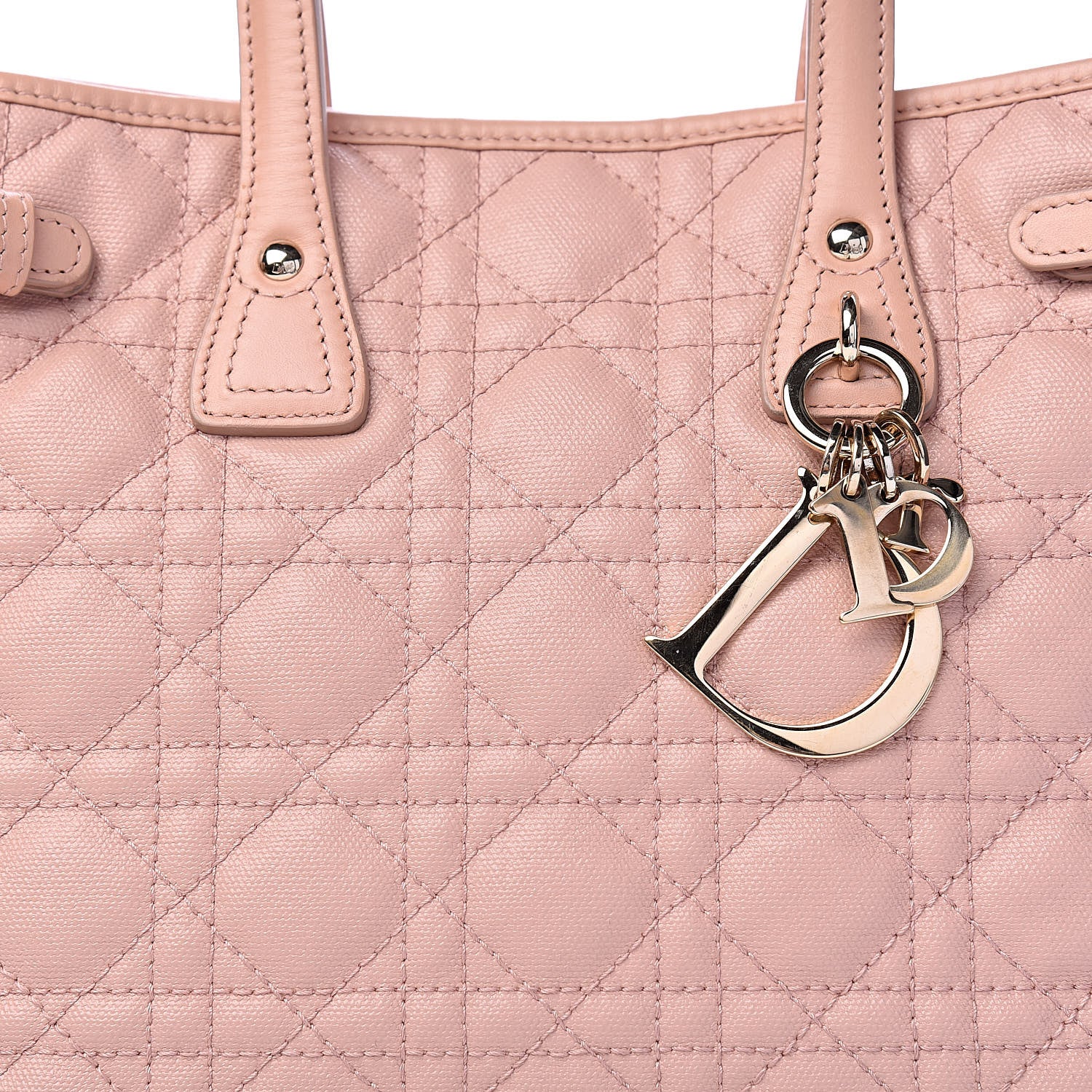 Christian Dior Coated Canvas Cannage Mini Panarea Tote Light Pink 10 of 10