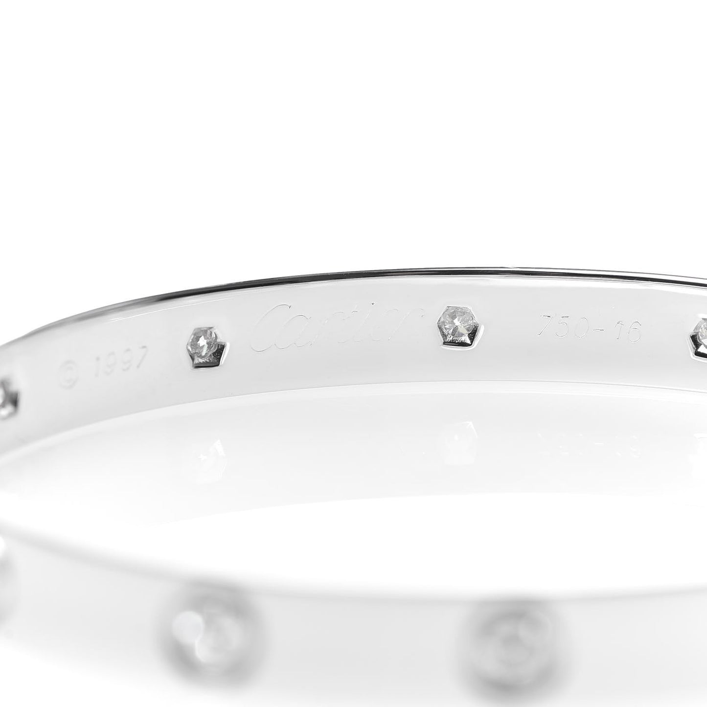 18K White Gold 10 Diamond LOVE Bracelet 16