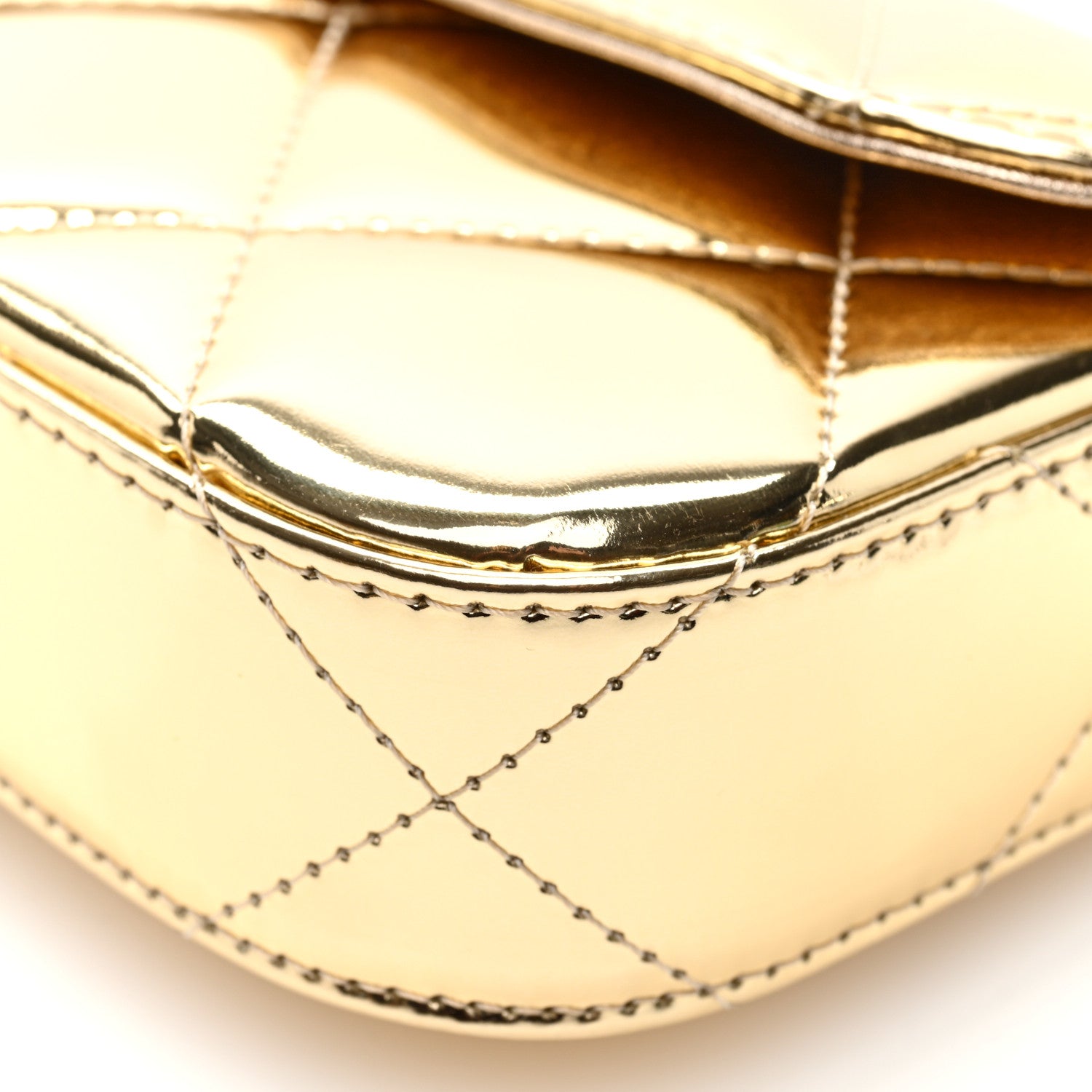 Chanel Metallic Mirror Calfskin Large Top Handle Clutch With Chain