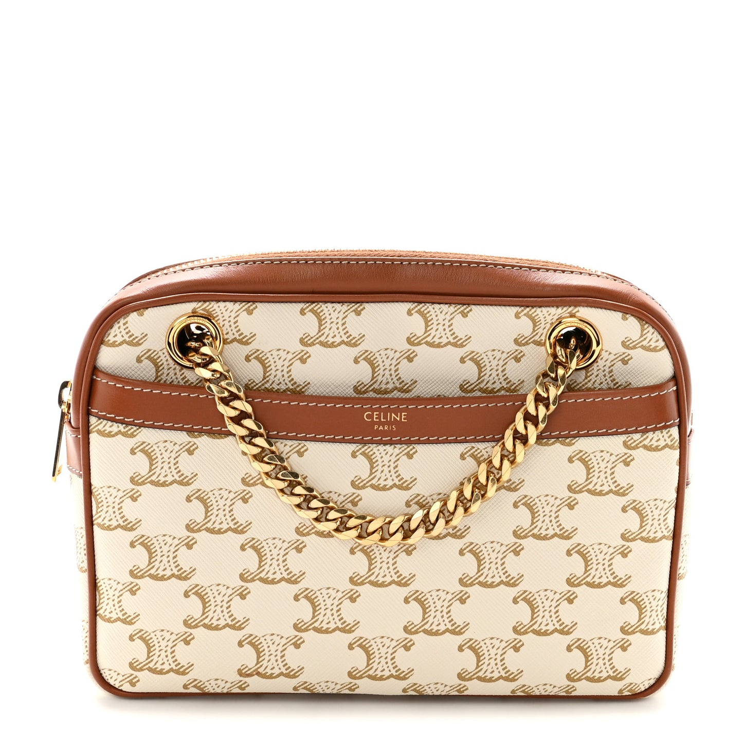 Calfskin Triomphe Canvas Small Patapans White