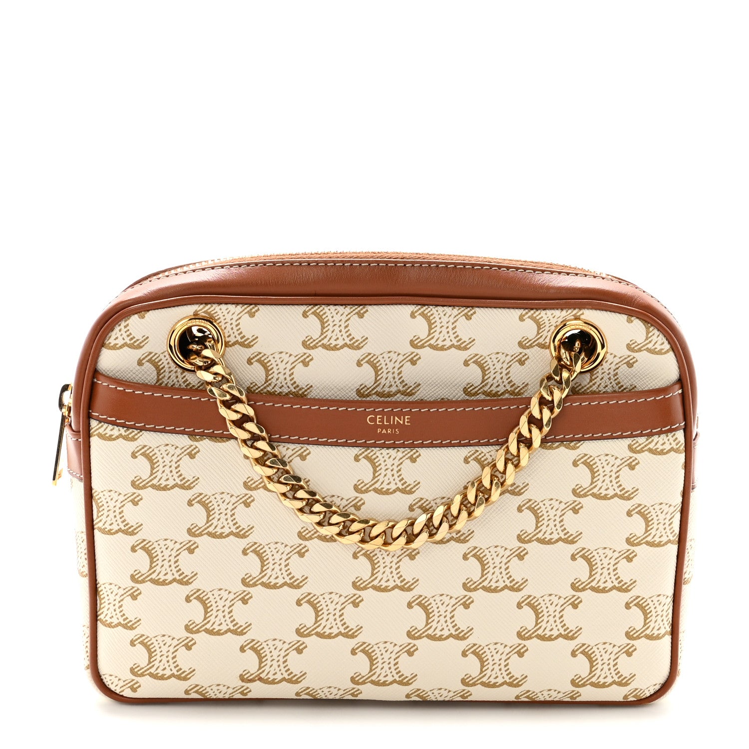 Celine Calfskin Triomphe Canvas Small Patapans White 1 of 9