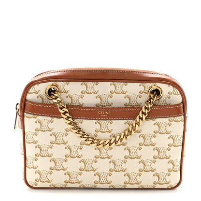 Celine Calfskin Triomphe Canvas Small Patapans White 1 of 9