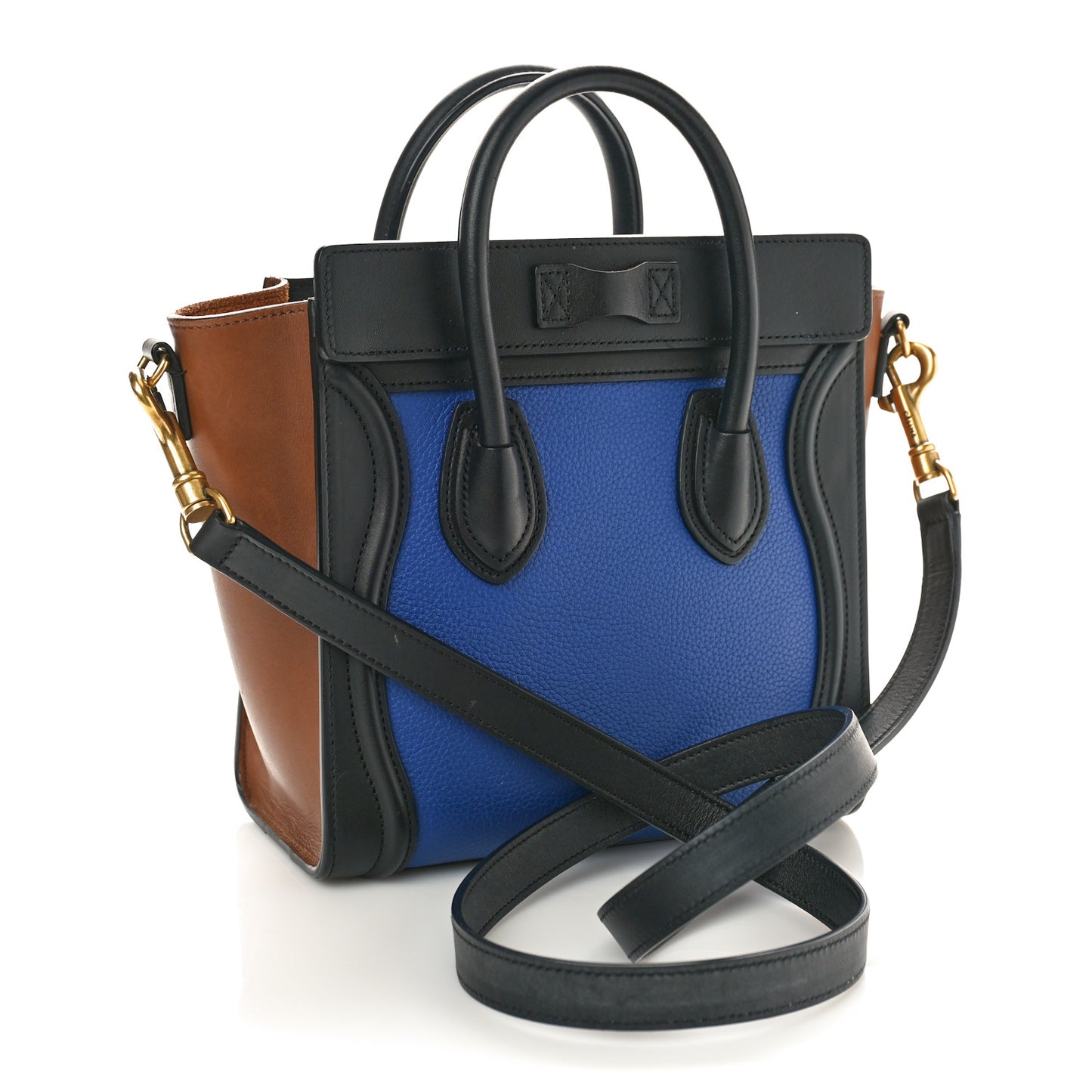 Smooth Drummed Calfskin Nano Tri-Color Luggage Indigo