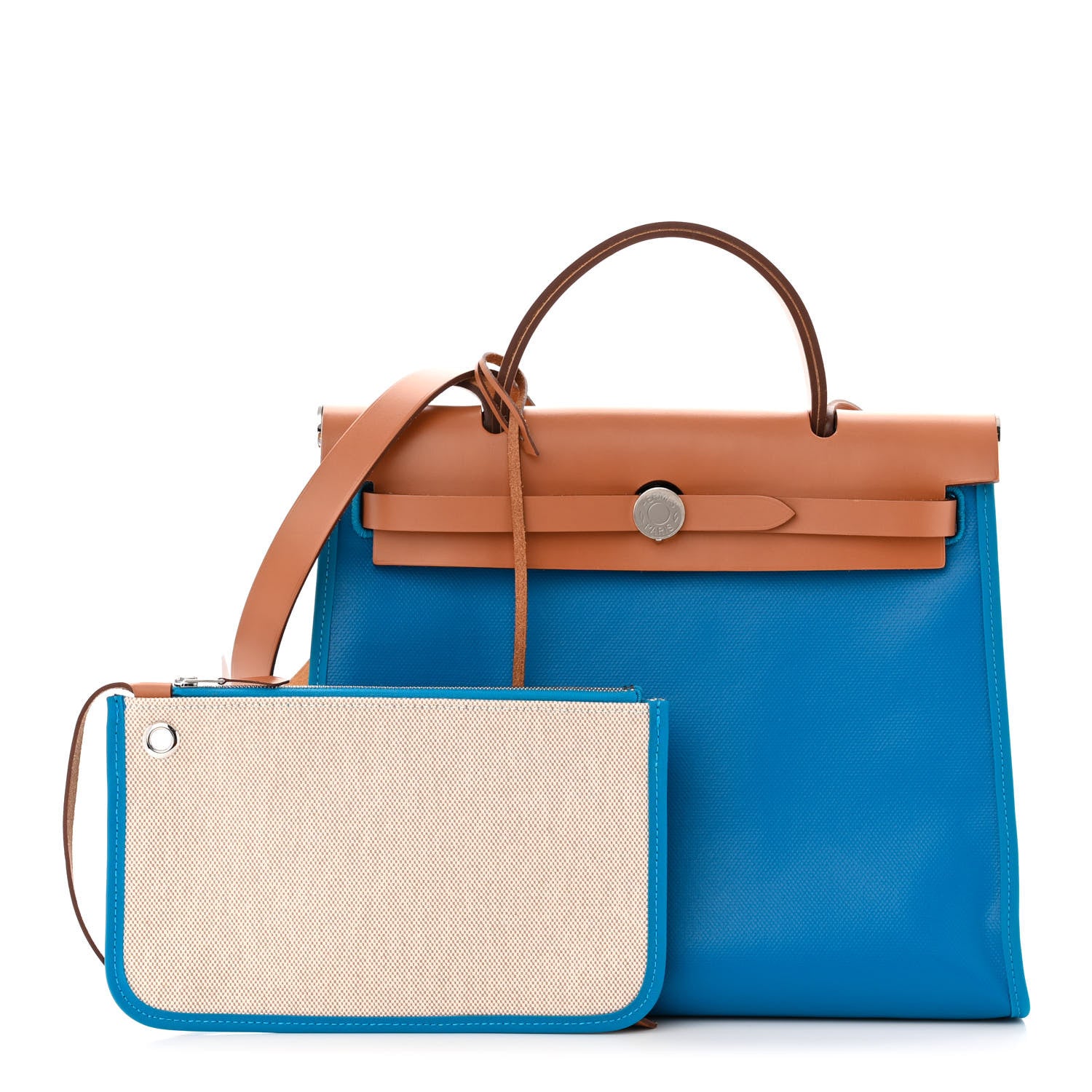 Hermes Toile H Berline Vache Hunter Herbag Zip 31 PM Bleu Zanzibar Natural 3 of 12