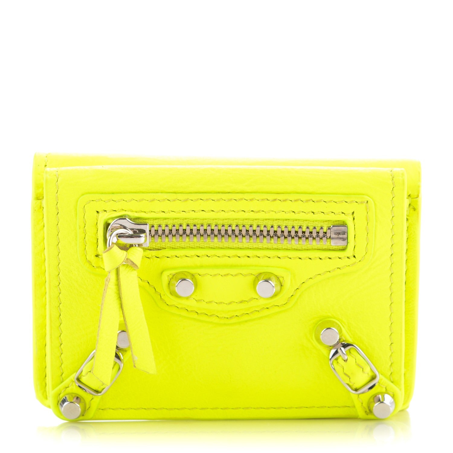 Balenciaga Agneau Arena Classic Hardware Mini Wallet Jaune Fluo 1 of 8