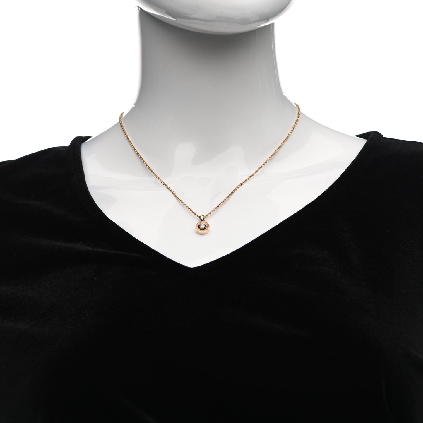 18K Rose Gold Diamond BVLGARI BVLGARI Pendant Necklace
