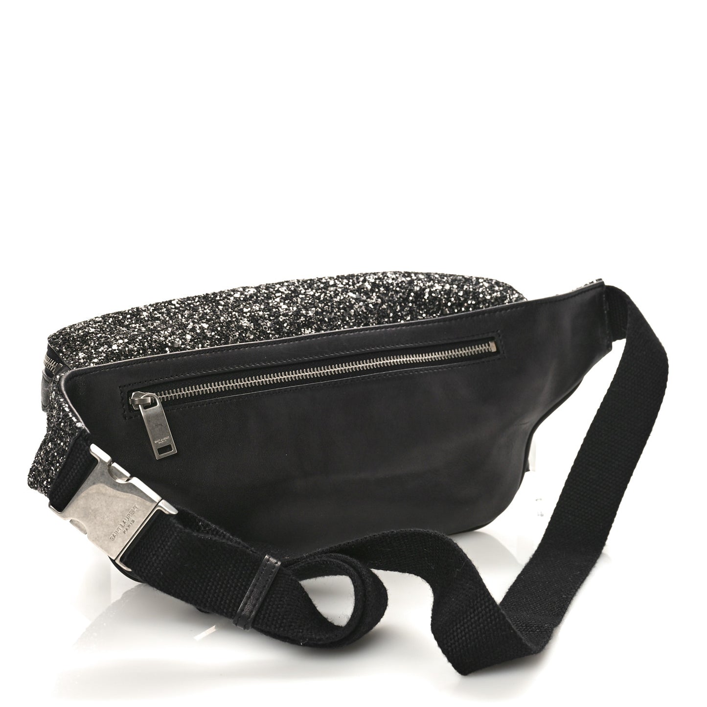 Lambskin Glitter Belt Bag Metallic Black