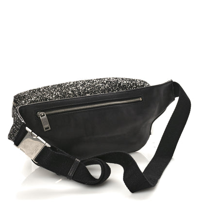 Saint Laurent Lambskin Glitter Belt Bag Metallic Black 3 of 9