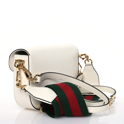 Gucci X ADIDAS Textured Dollar Calfskin Web Trefoil Mini Horsebit 1955 Shoulder Bag Off White Black 3 of 10