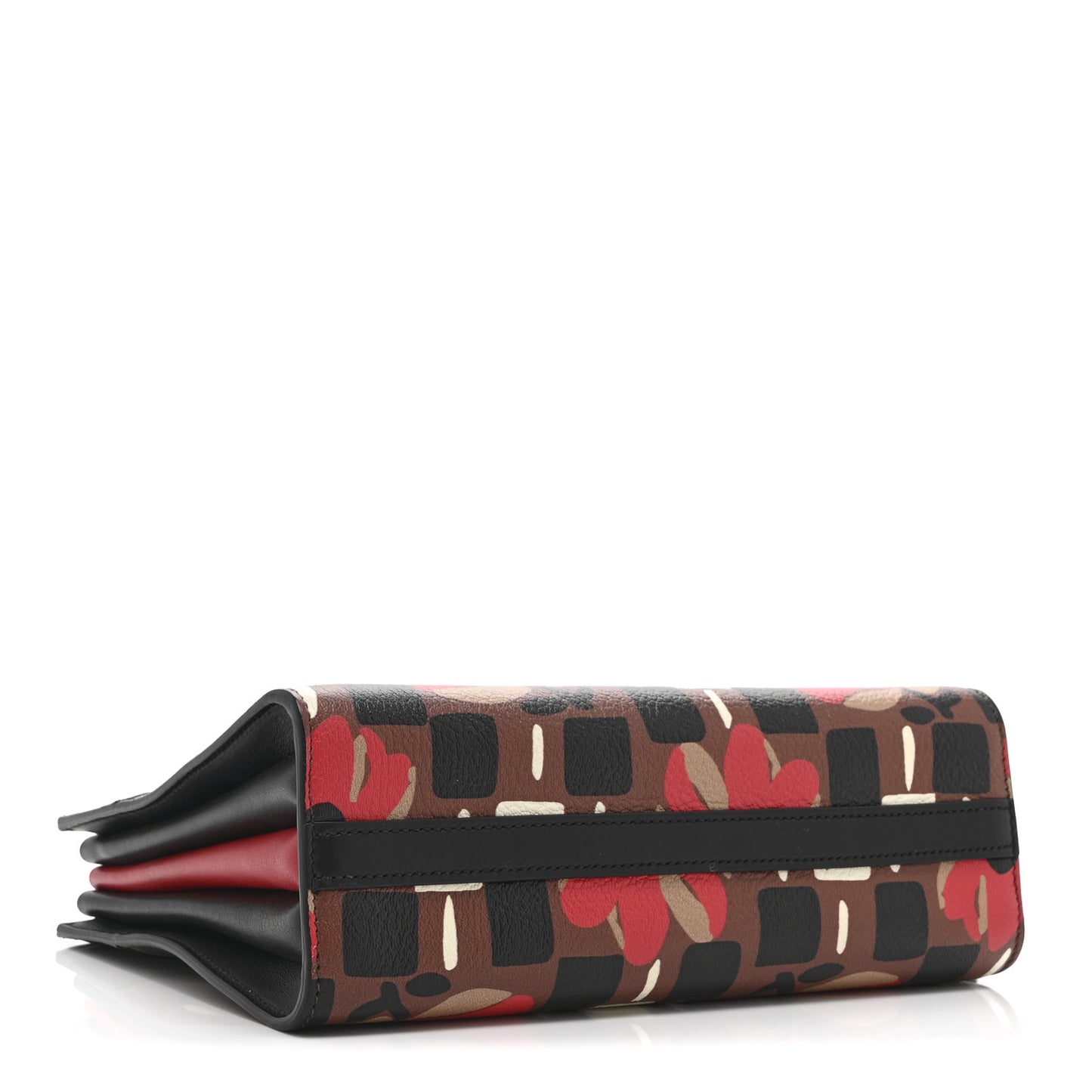 Goatskin Floral Print Bibliotheque Shoulder Bag Tabacco Black