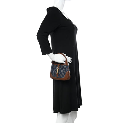 Gucci New Denim GG Monogram Calfskin Mini Jackie 1961 Hobo Blue Tea Cuir 2 of 11