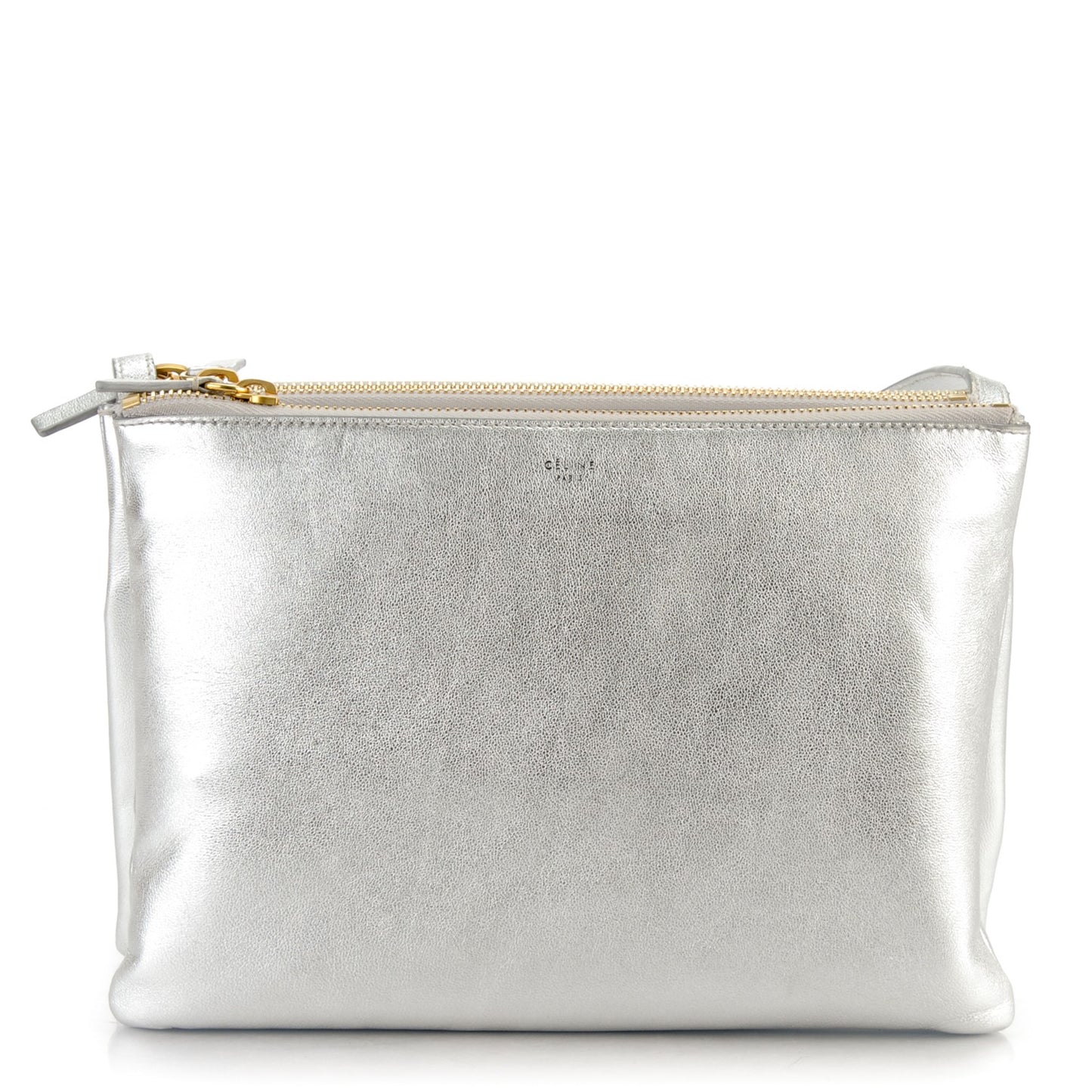 Laminated Smooth Lambskin Large Trio Crossbody Bag Silver