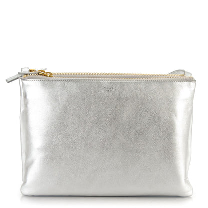Celine Laminated Smooth Lambskin Large Trio Crossbody Bag Silver 1 of 7