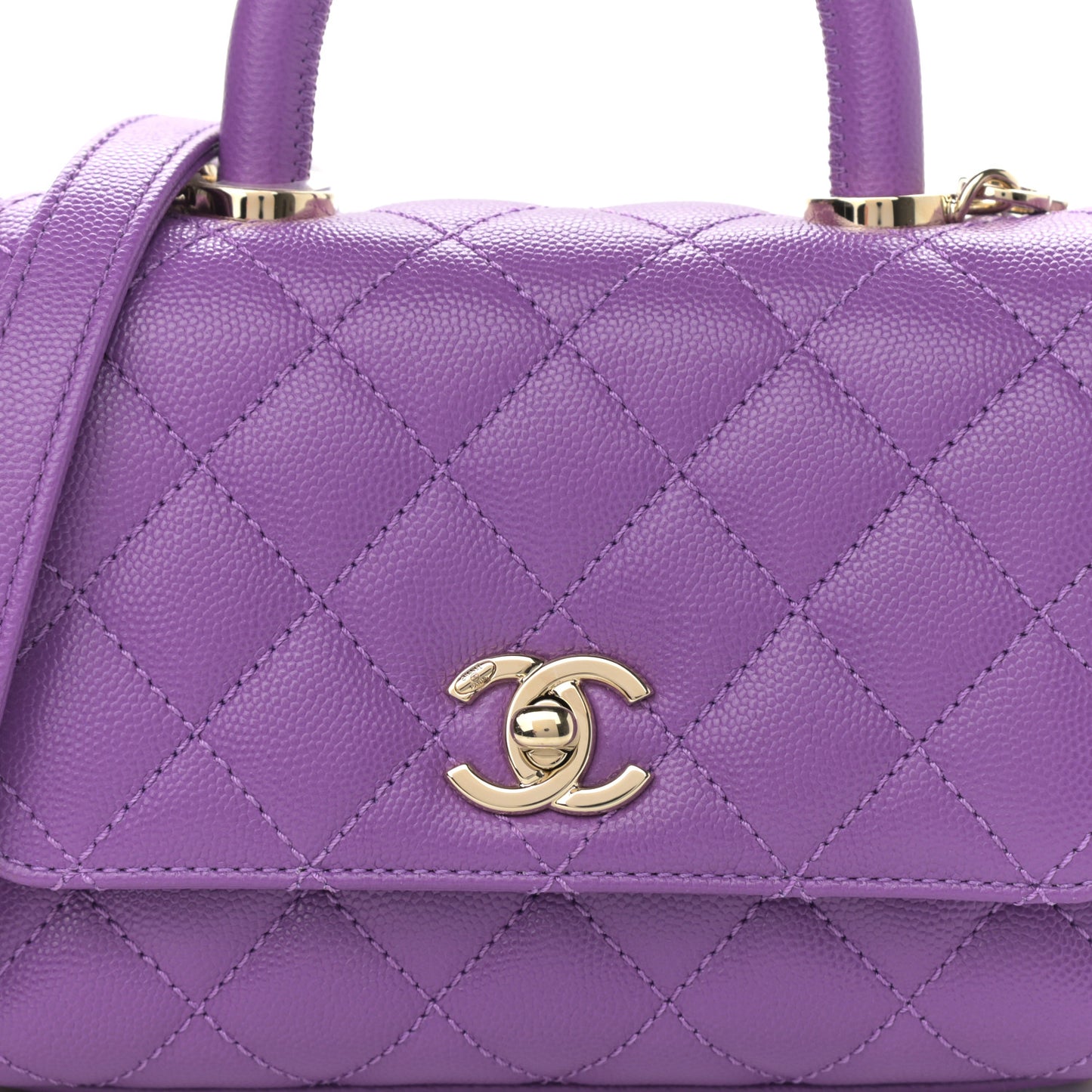 Caviar Quilted Extra Mini Coco Handle Flap Purple