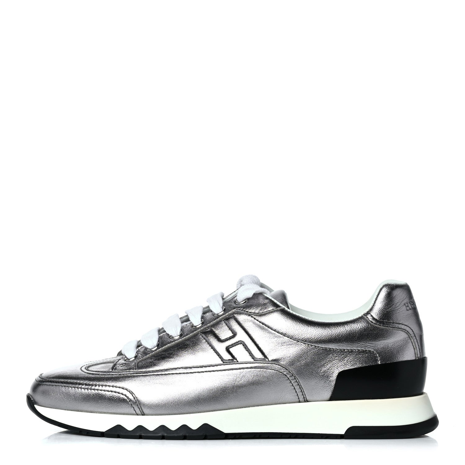 Hermes Metallic Nappa Womens Trail Sneakers 38 Gris Argente 1 of 12