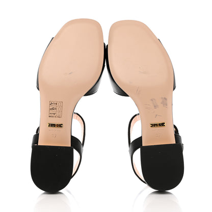 Gucci Nappa Charlotte Horsebit Block Heel 45mm Sandals 37 Black 5 of 14