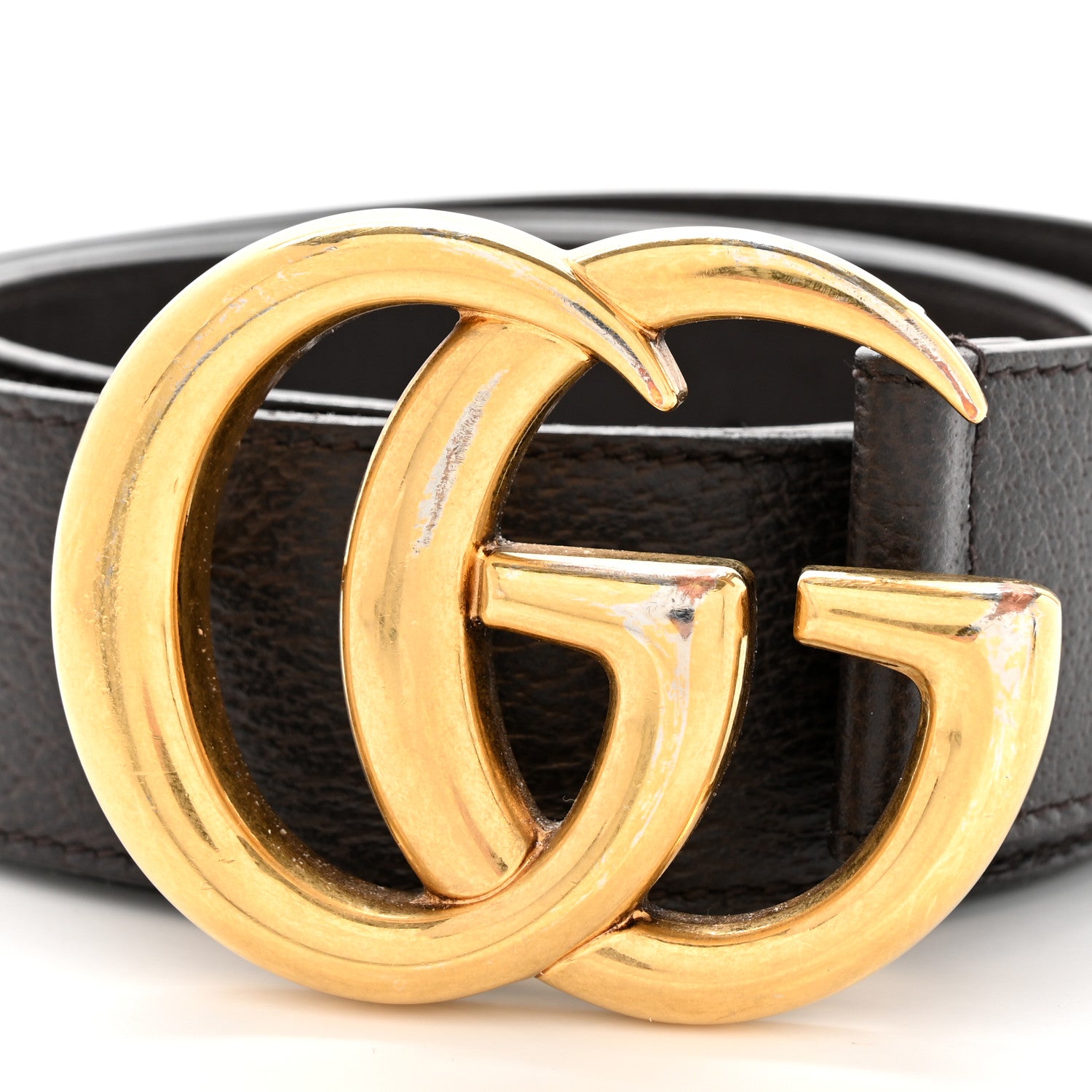 Gucci Textured Dollar Calfskin Double G 40mm Belt 90 36 Dark Cocoa 6 of 6