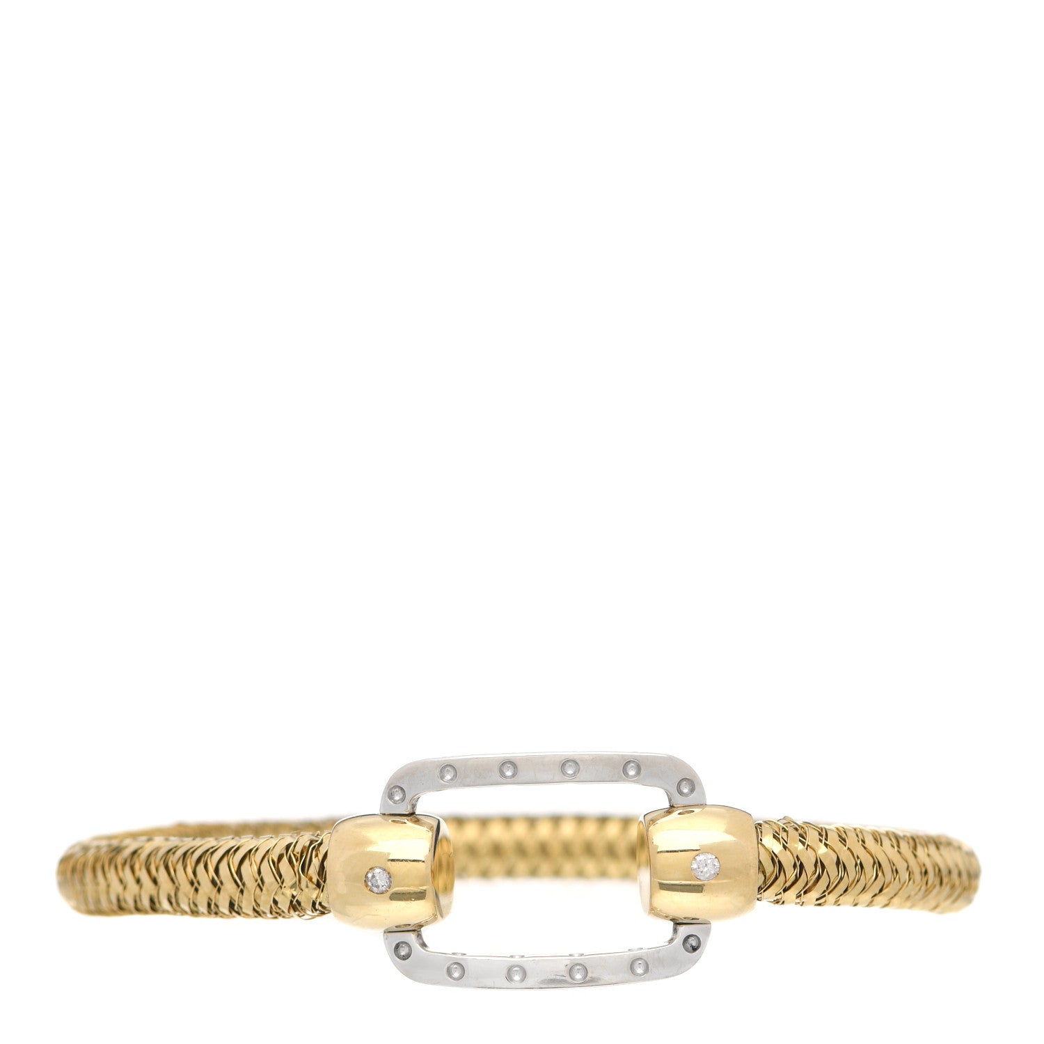 Roberto Coin 18K Yellow White Gold Diamond Flex Primavera Bangle Bracelet 1 of 4