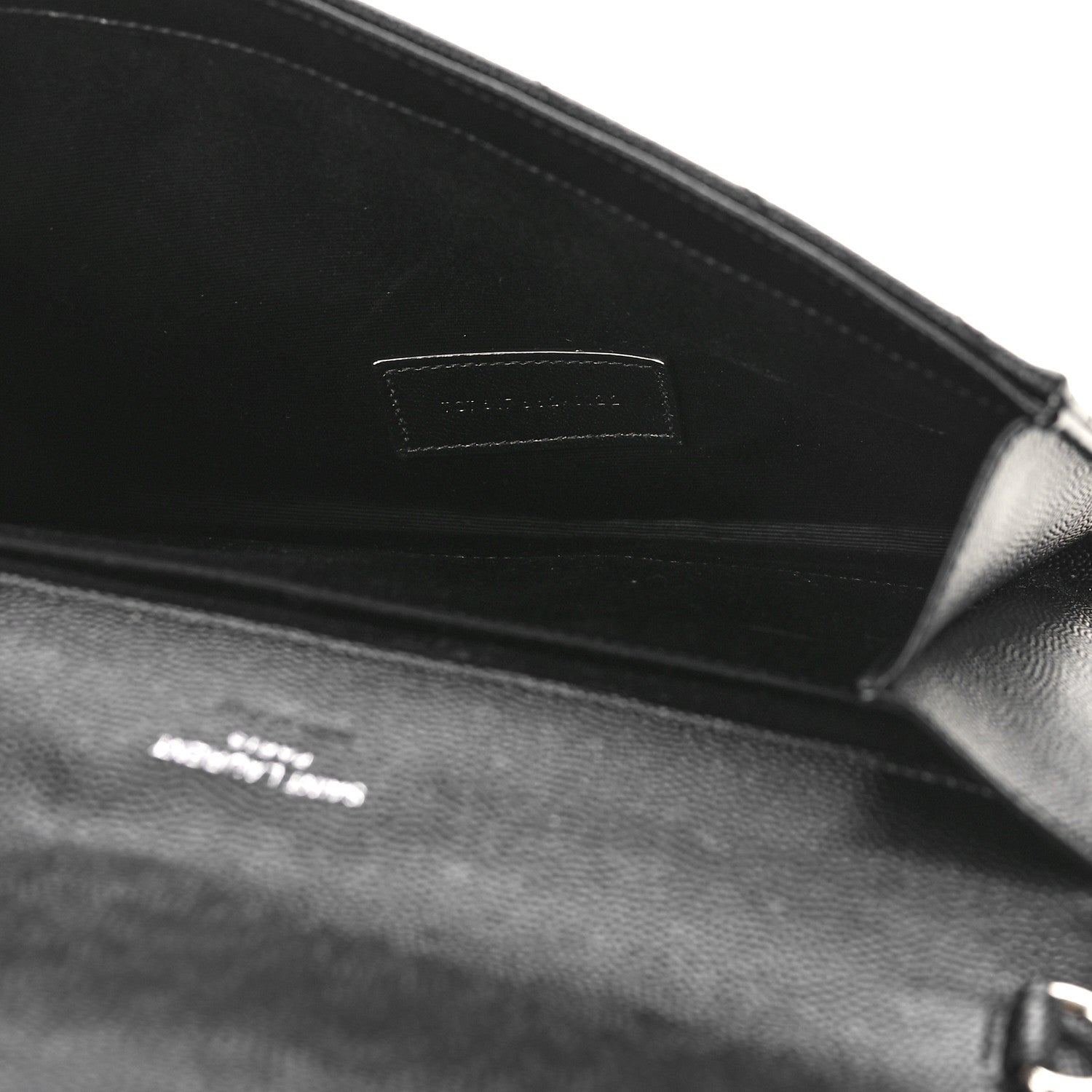 Saint Laurent Grain De Poudre Matelasse Chevron Monogram Envelope Clutch Black 5 of 8