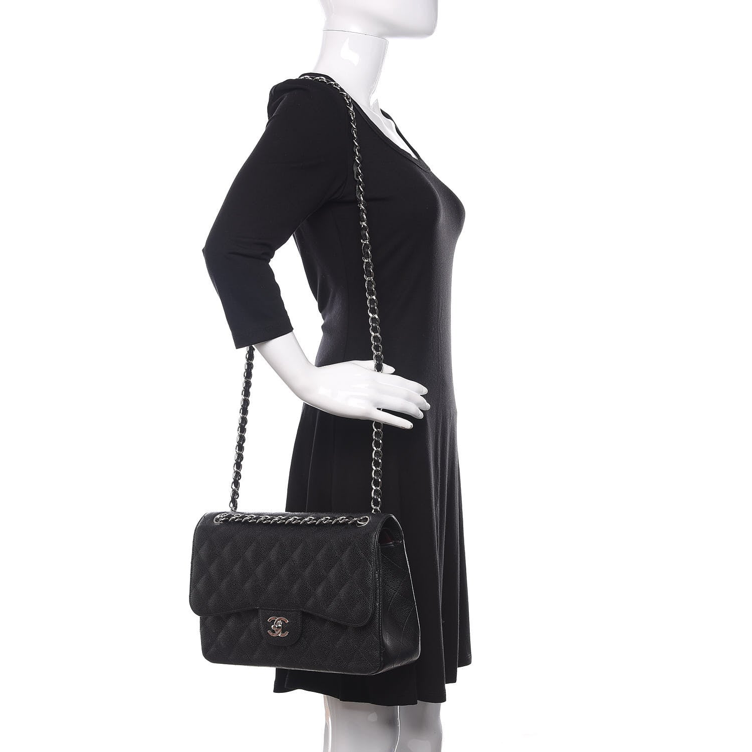 Chanel Caviar Quilted Jumbo Double Flap Black 2 of 16