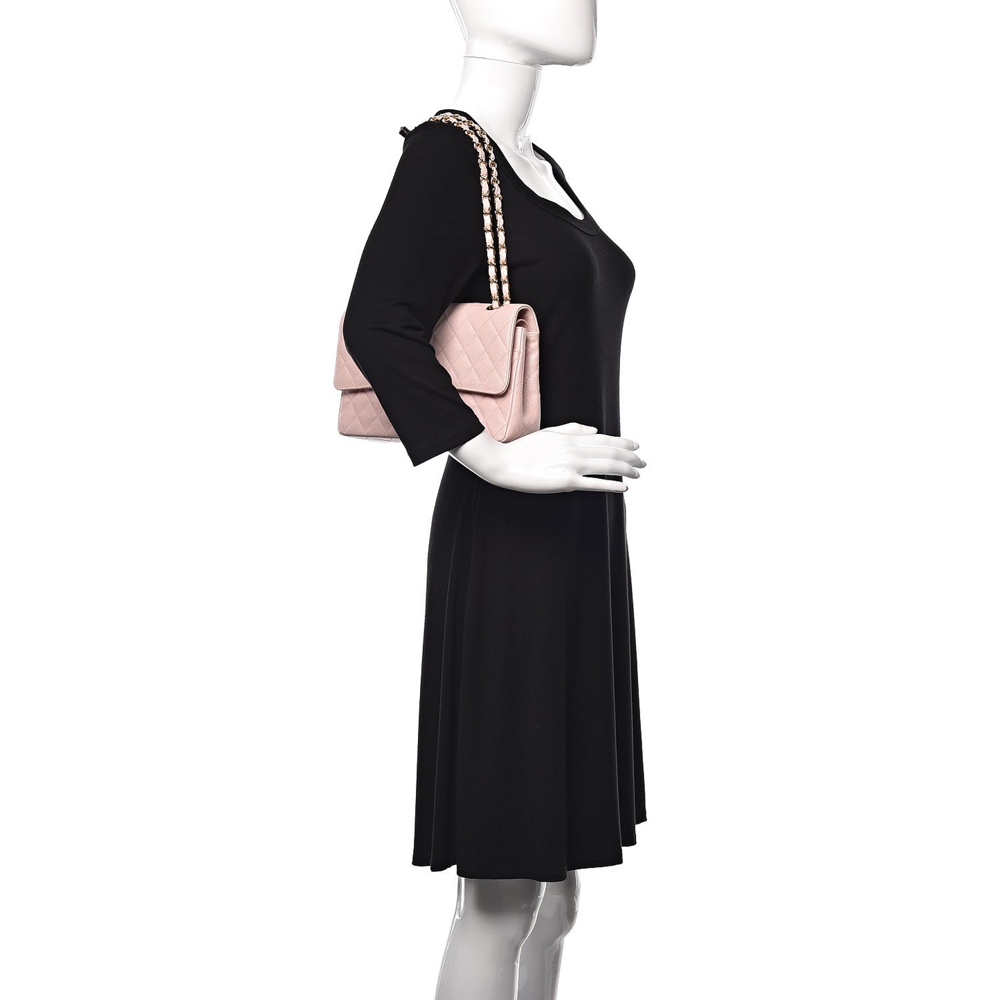 Caviar Quilted Medium Double Flap Pink