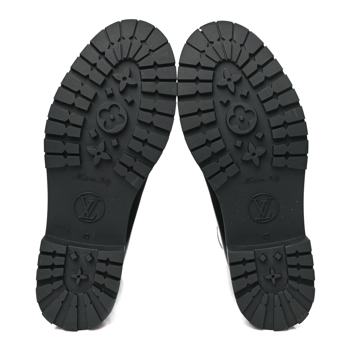 Rubber Embossed Monogram Drops Flat Half Boots 40 Black