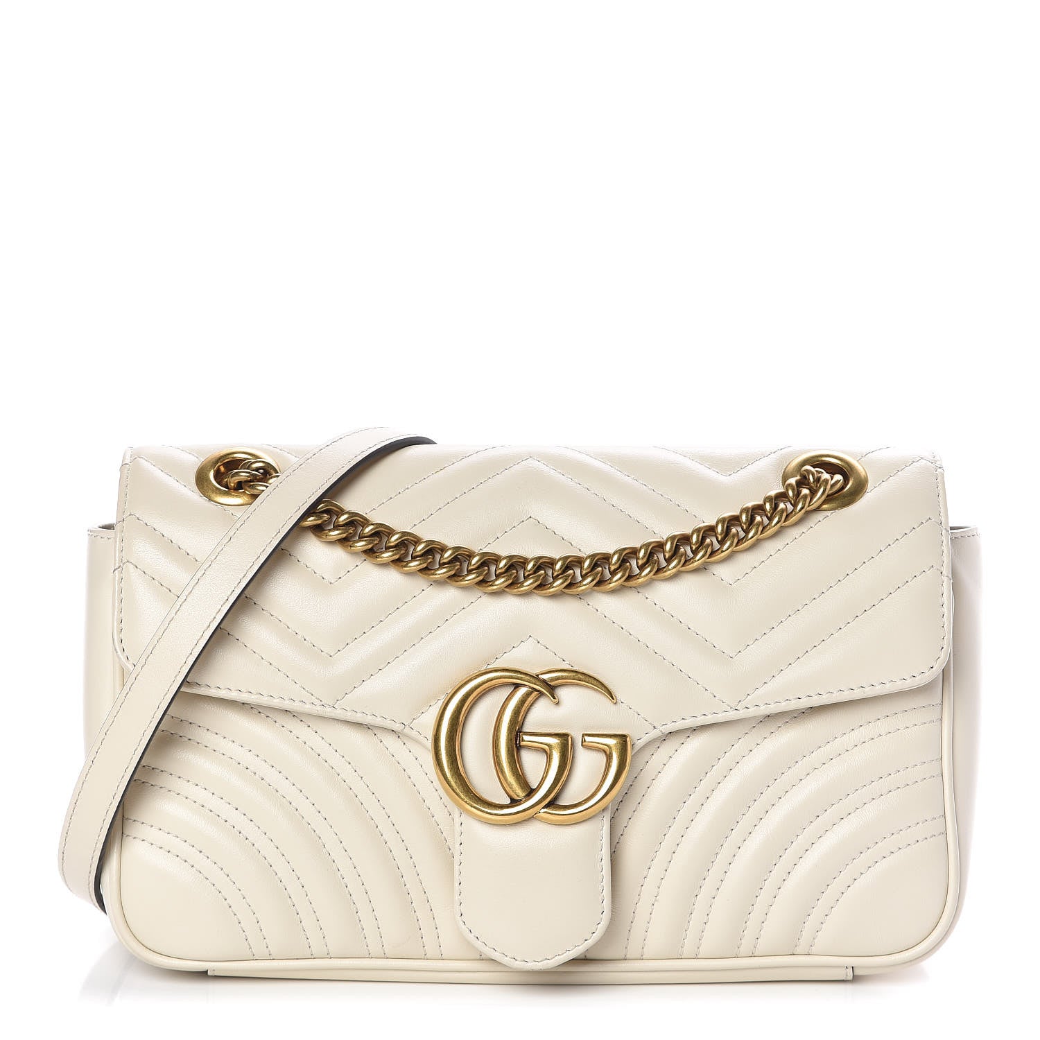 Gucci Calfskin Matelasse Small GG Marmont Shoulder Bag White 1 of 11