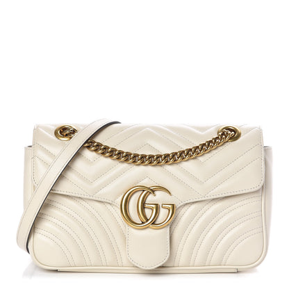 Gucci Calfskin Matelasse Small GG Marmont Shoulder Bag White 1 of 11
