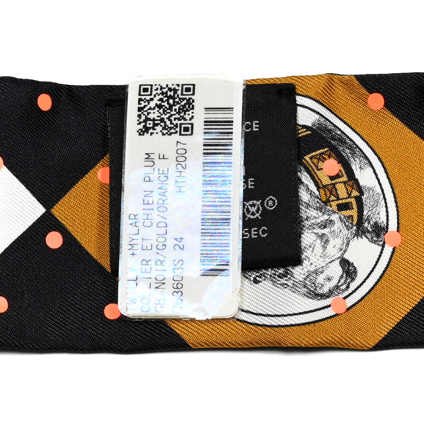 Silk Colliers Et Chiens Plumetis Twilly Black Gold Orange
