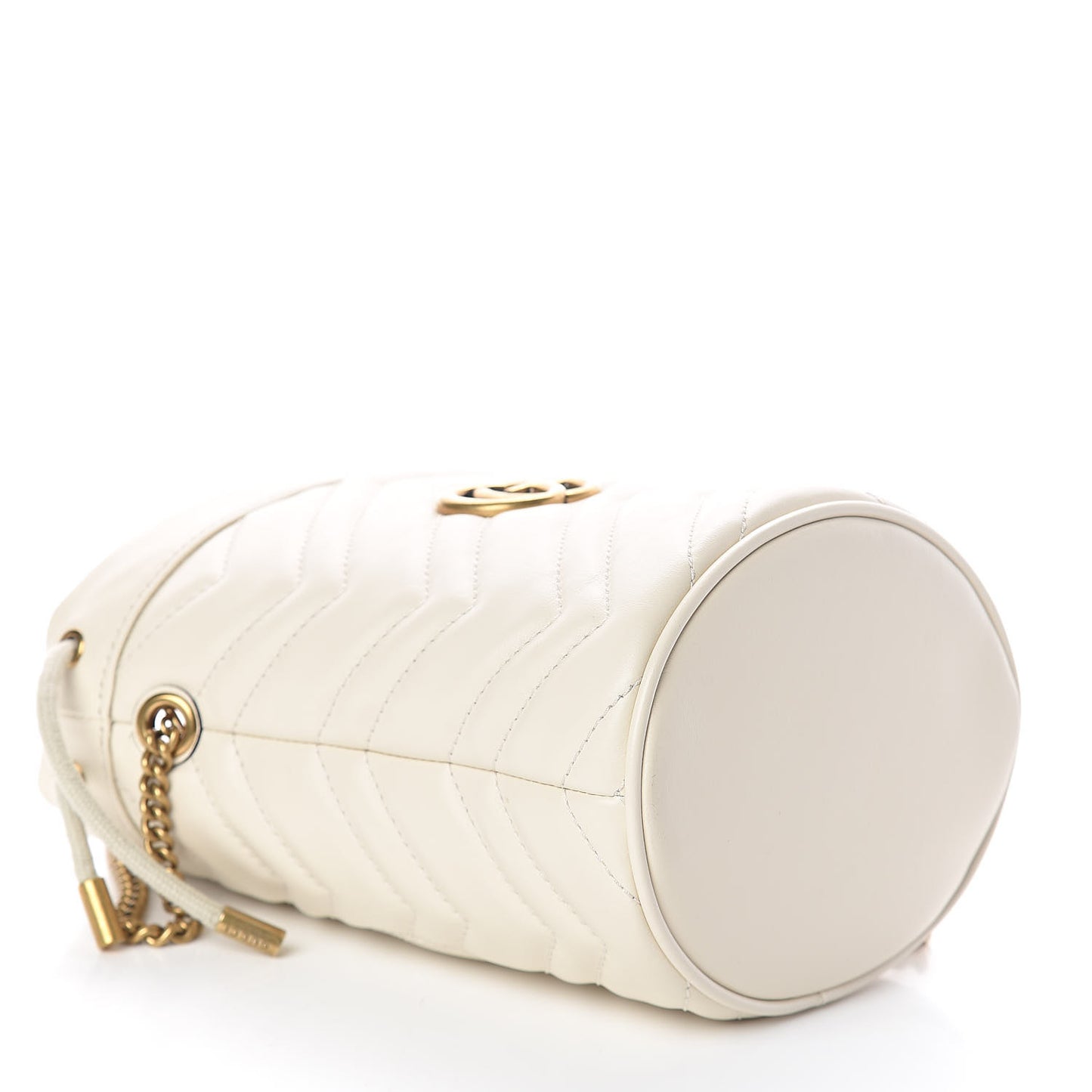 Calfskin Matelasse Mini GG Marmont 2.0 Bucket Bag White