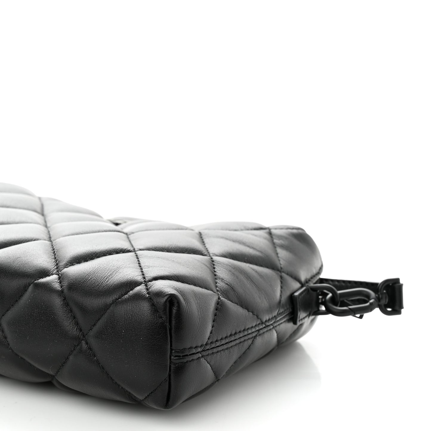 Nappa Calfskin Quilted Touch B Camera Shoulder Bag Black