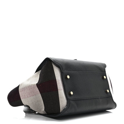 Burberry Mega Check Grained Calfskin Medium Harcourt Satchel Black 3 of 8