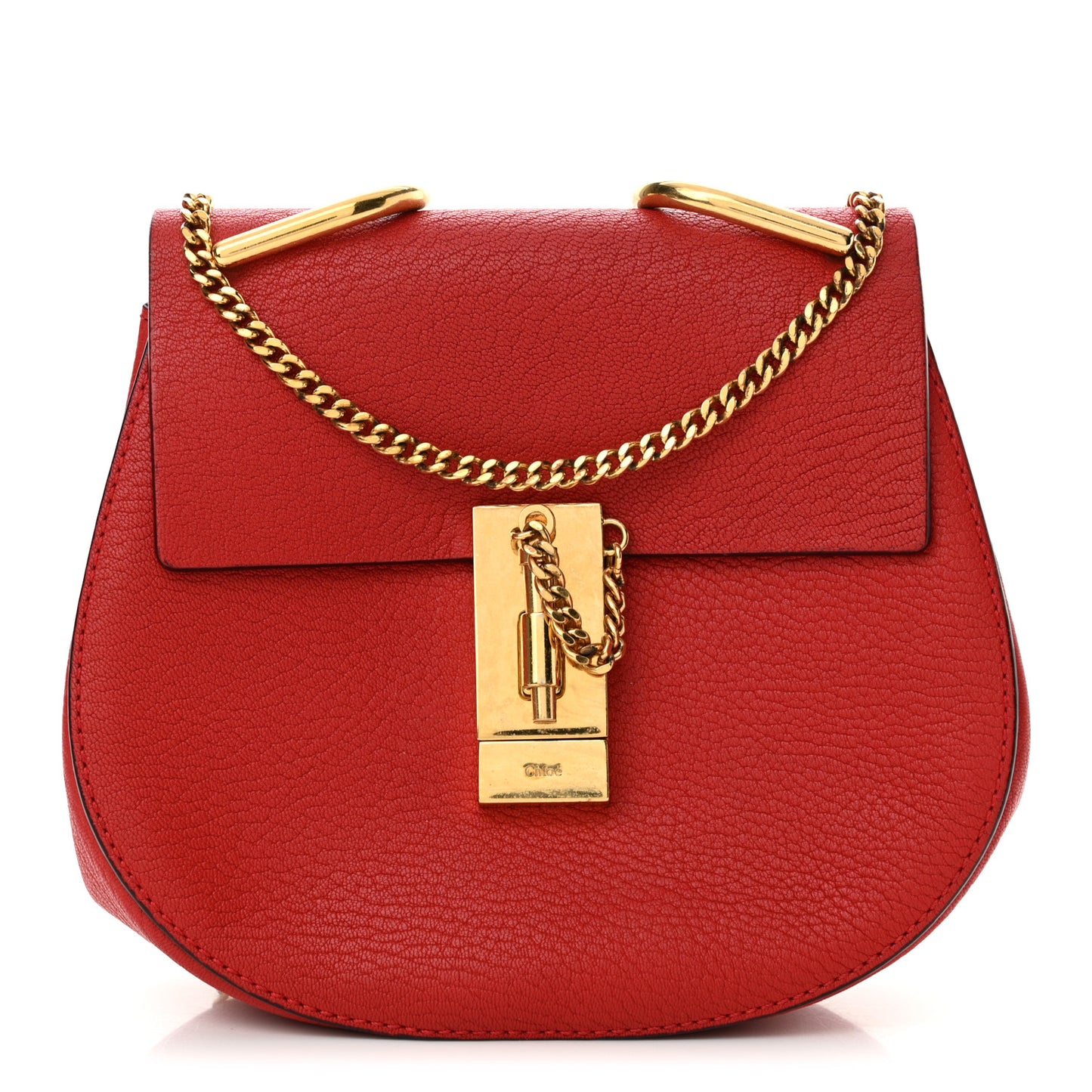 Grained Lambskin Mini Drew Shoulder Bag Plaid Red