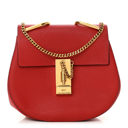 Chloe Grained Lambskin Mini Drew Shoulder Bag Plaid Red 1 of 11