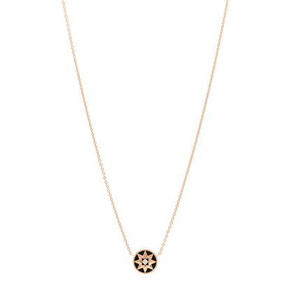 Christian Dior 18K Rose Gold Diamond Black Onyx Rose Des Vents Necklace 1 of 6