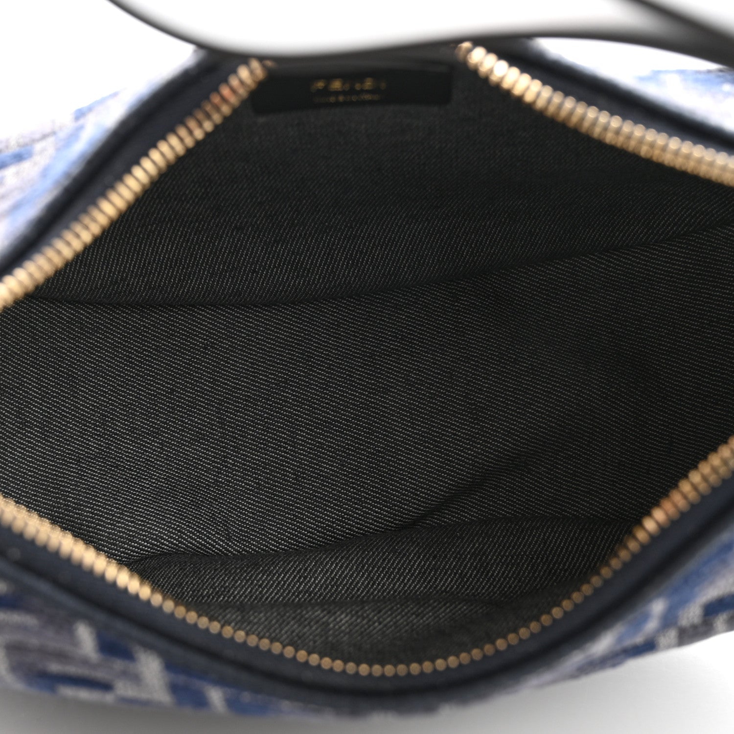 Fendi Chenille Vitello Grace FF 1974 Small Fendigraphy Hobo Bag Blue 5 of 11