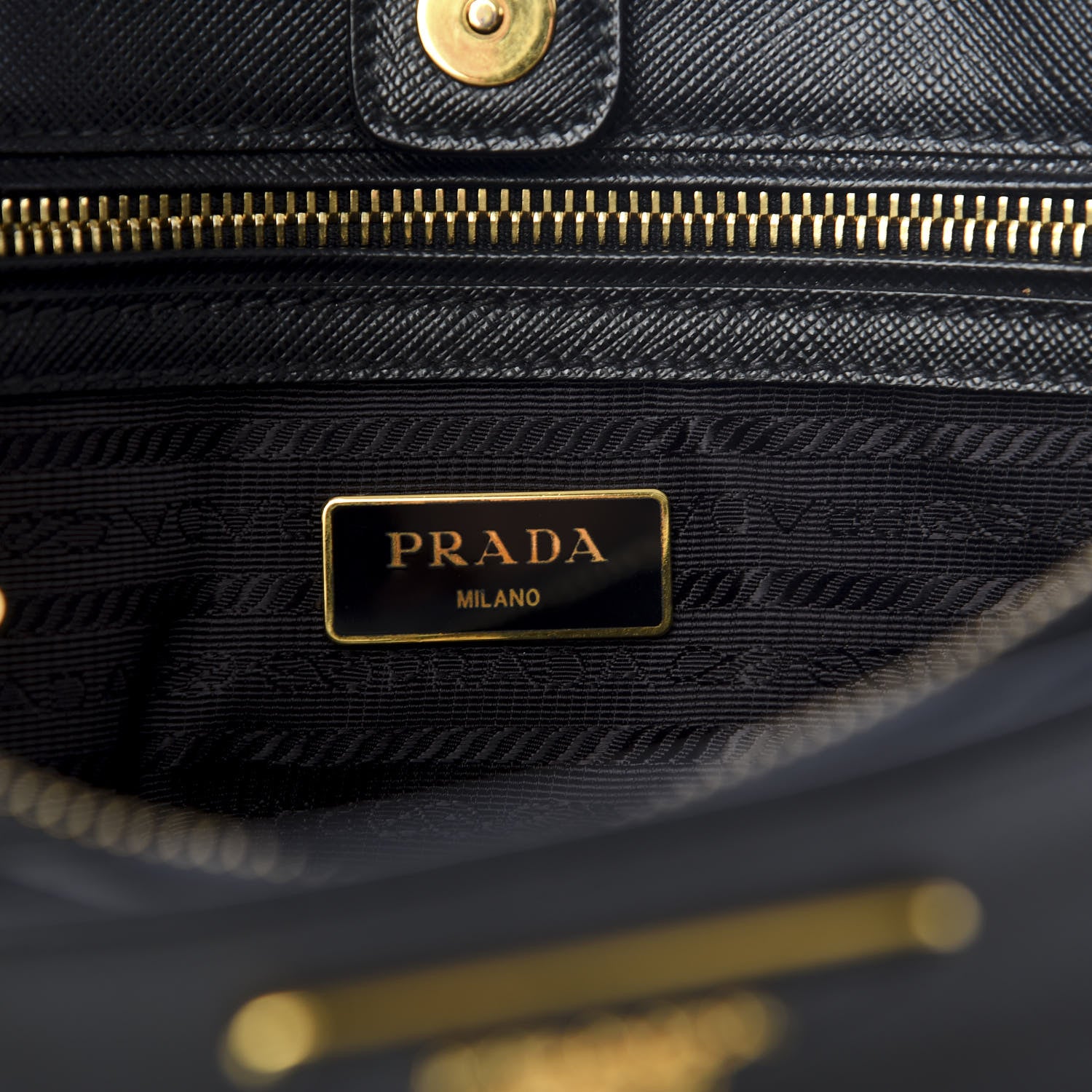Prada Saffiano Lux Medium Bi-Color Tote Black Talco 7 of 8