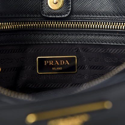 Prada Saffiano Lux Medium Bi-Color Tote Black Talco 7 of 8