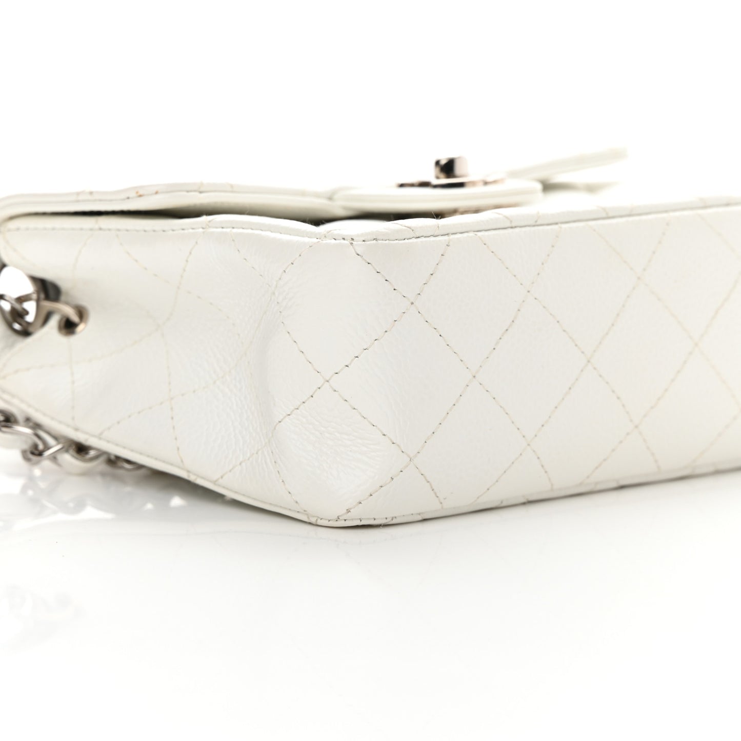 Caviar Quilted Mini Square Flap White