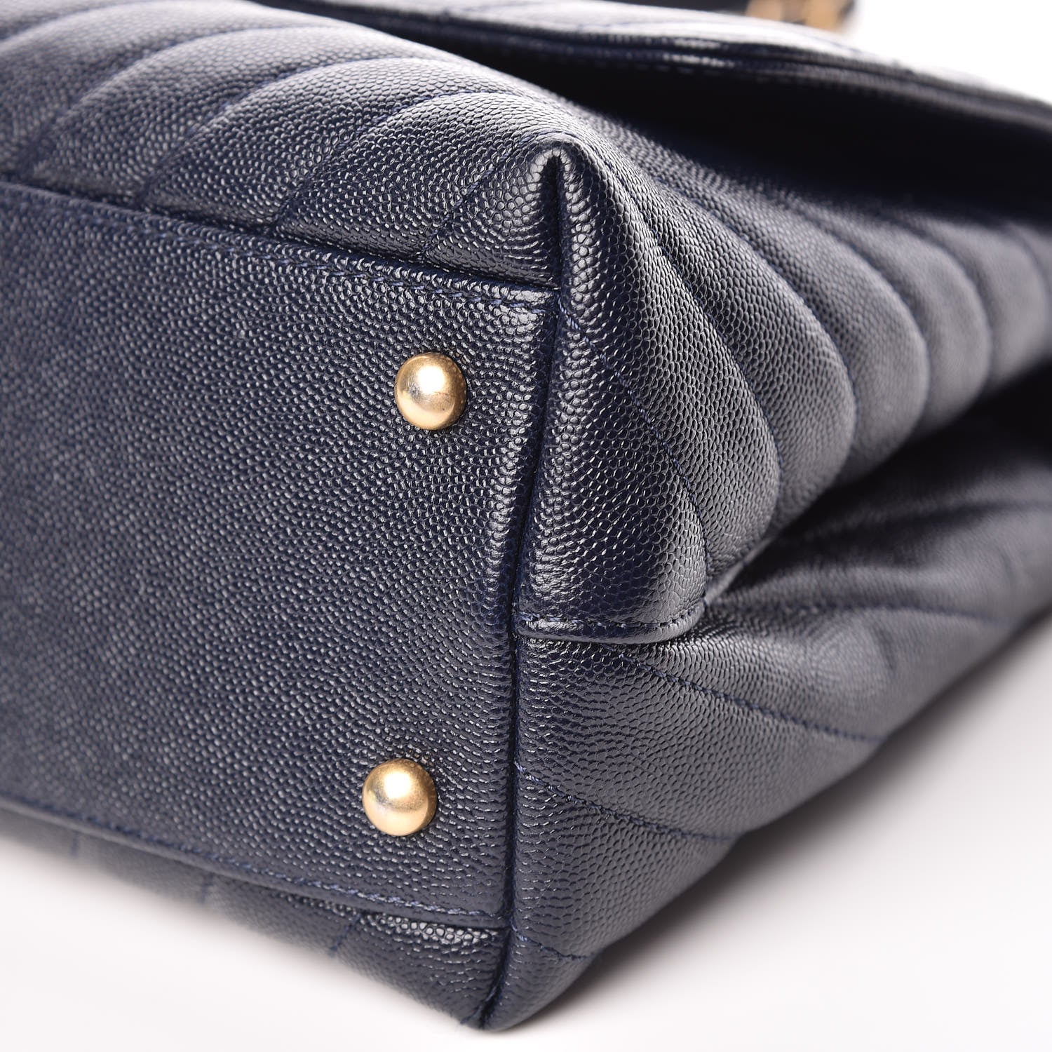 Chanel Caviar Chevron Quilted Small Coco Handle Flap Navy 7 of 12
