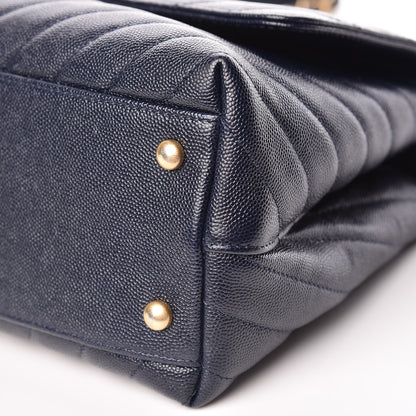 Chanel Caviar Chevron Quilted Small Coco Handle Flap Navy 7 of 12