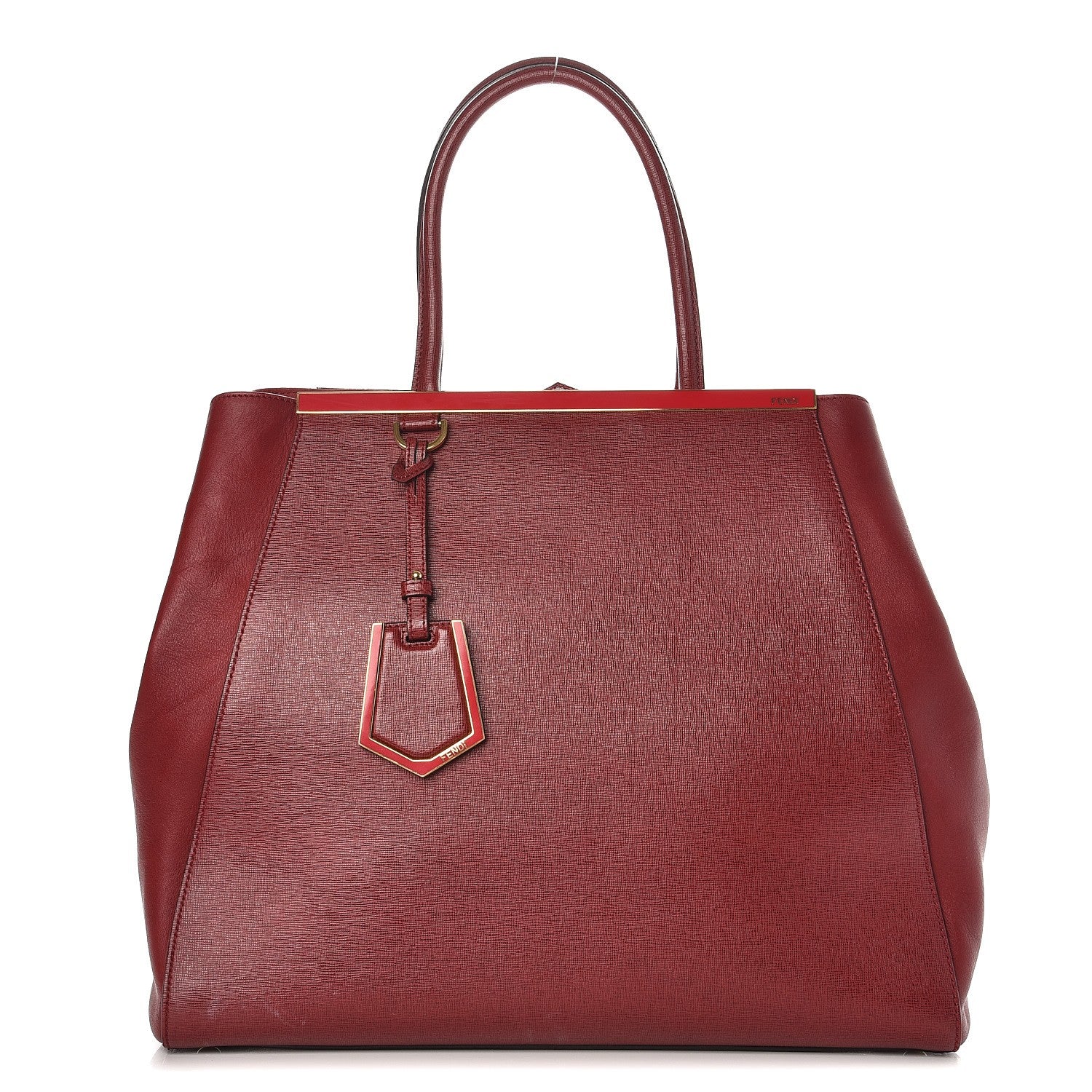 Fendi Vitello Elite Large 2Jours Tote Rosso Scuro Ciliegia 1 of 10