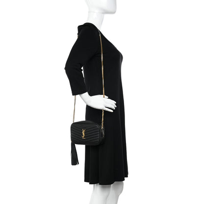 Saint Laurent Grain De Poudre Matelasse Monogram Mini Lou Camera Bag Black 2 of 11