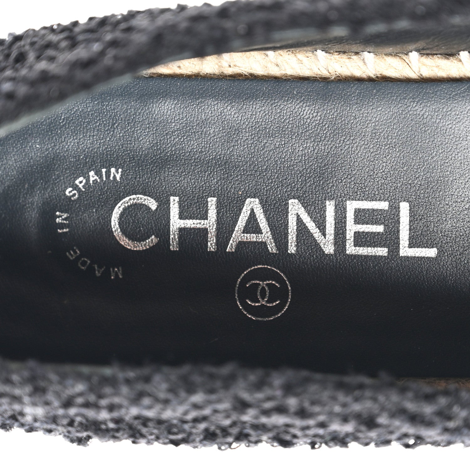 Chanel Tweed Lambskin Patent Calfskin CC Espadrilles 40 Black Navy Blue 8 of 10