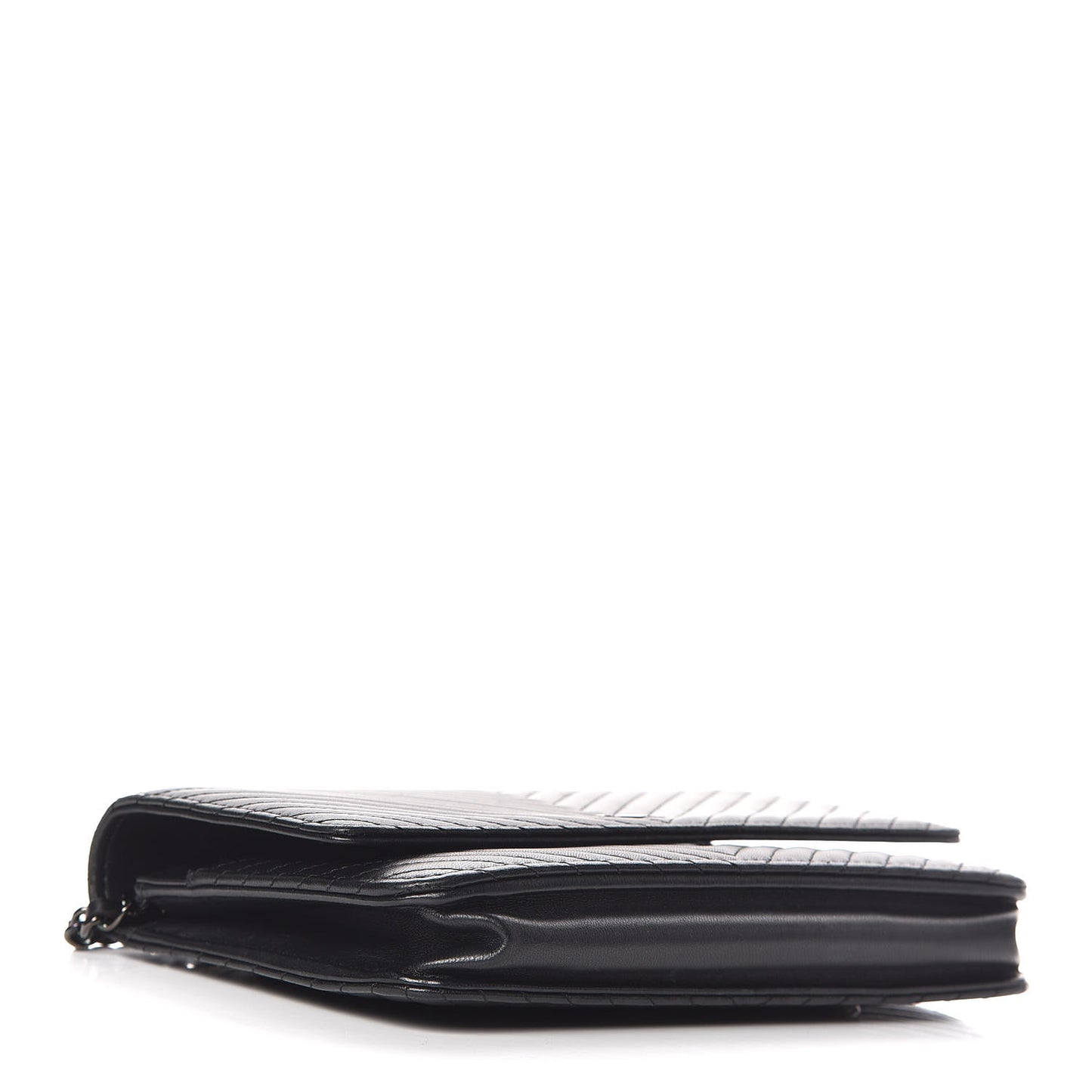 Lambskin Chevron Quilted Wallet On Chain WOC So Black